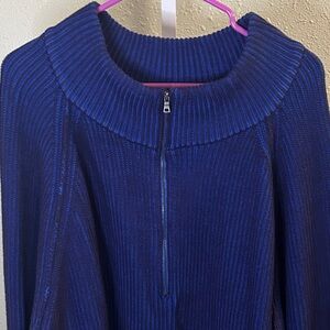 Blue/Dark Blue Ribbed Half-Zip Sweater